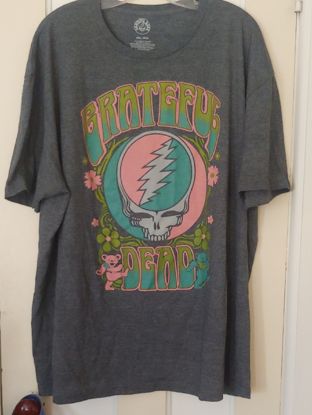 Grateful Dead Graphic Tee - Charcoal with Pink & Teal Artwork - Picture 4 of 4
